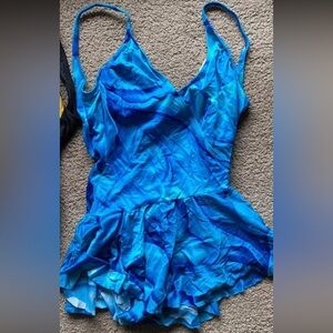 Vintage Blue Ruffled One Piece Swimsuit